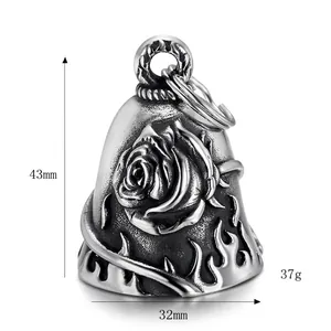 Pendentif cloche rose en acier inoxydable pour homme style gothique punk biker