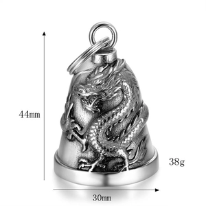 Pendentif cloche de dragon en argent antique pour motard porte-bonheur et protection