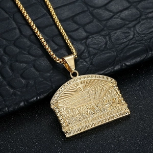 Collier hip-hop plaqué or 18 carats avec pendentif La Cène en acier inoxydable