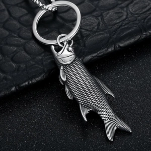 Vintage Stainless Steel Fish Pendant Bottle Opener Necklace Animal Design Keychain For Men Women Outdoor Daily Jewelry Accessory