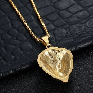 Hiphop gold plated stainless steel lion head pendant necklace with box chain for men