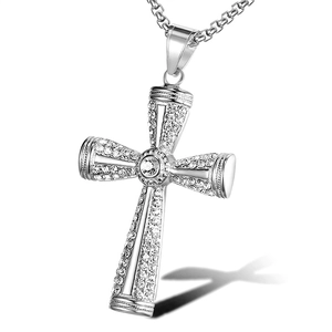 Silberne Kreuz-Anhänger Halskette mit Zirkonia-Besatz und klassischer Box-Halskette