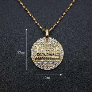 Hiphop gold plated stainless steel Last Supper pendant with iced out rhinestones 53mm