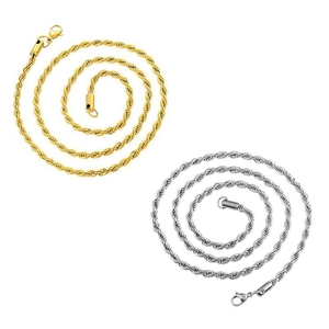 Hip Hop Rope Chain Necklace Titanium Steel Vacuum Gold Plated Twisted Link Chain For Men Women Streetwear Fashion Jewelry