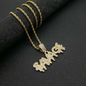 Collana hip hop SAVAGE placcata in oro con diamanti scintillanti su catena a fune