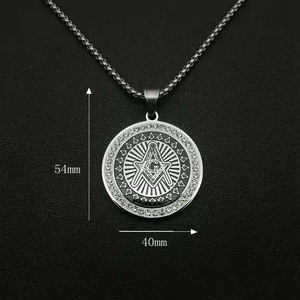 Detail view of gold-plated masonic pendant showing dimensions of 54mm and 40mm