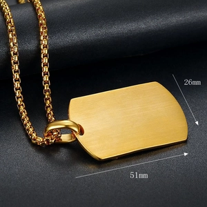 Brushed gold hip hop eagle flag pendant necklace with box chain for men 51x26mm