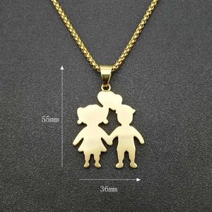 Collier hip hop plaqué or avec pendentif garçon et fille, dimensions de 55mm sur 36mm