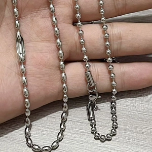 Punk Stainless Steel Bead Chain Necklace For Men Women Silver Tone 3mm Ball Chain Rice Bead Necklace Fashion Jewelry Gift