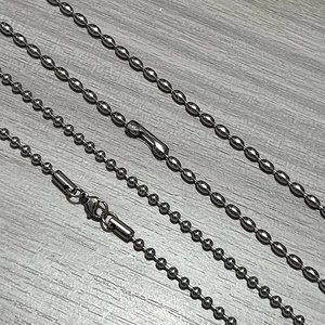 3mm stainless steel punk ball and oval rice bead chain necklaces with lobster clasp