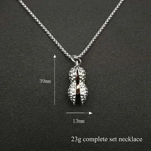 Titanium steel peanut pendant necklace with gold accents and box chain set