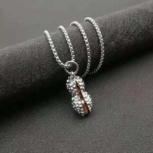 Hip hop titanium steel peanut pendant necklace with gold vacuum plating and box chain