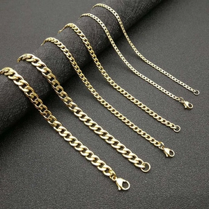 Hip Hop Gold Plated Titanium Steel NK Curb Chain Necklace For Men Punk Streetwear Geometric Metal Chunky Link Chain Jewelry