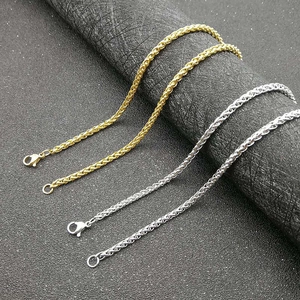 Hip Hop Stainless Steel Wheat Chain Necklace For Men Women Gold Silver Vacuum Plated Spiga Link Necklace Punk Style Jewelry