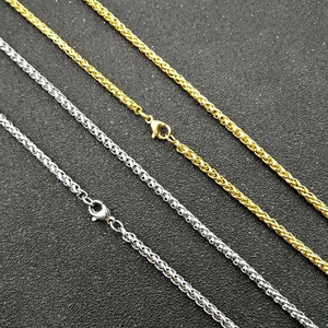 Titanium steel keel wheat chain necklaces in gold and silver finish with lobster clasp