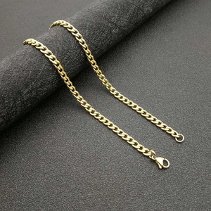 Hip hop style gold plated stainless steel Cuban chain necklace with lobster clasp closure