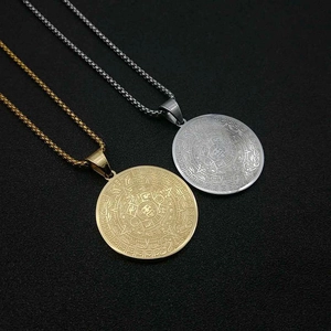 Colliers médaille religieuse or et argent avec motifs aztèques et chaînes robustes