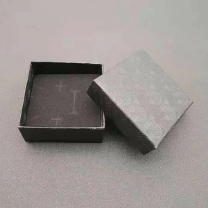 Elegant black square jewelry box with shell pattern embossing and sponge insert