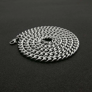 Hip Hop Cuban Link Necklace Unisex Titanium Steel Polished Curb Chain Necklace Streetwear Jewelry For Men Women Silver Color
