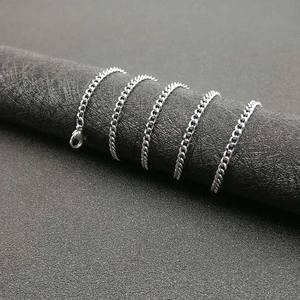 Hip hop silver stainless steel cuban curb chain necklace with secure lobster clasp for men