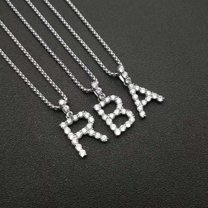 316L stainless steel hip hop necklace with iced out AAA zircon RBA letter pendants
