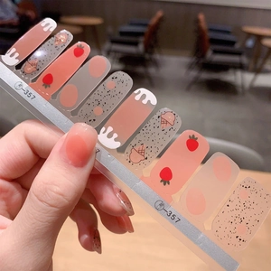 Sweet orange strawberry ice cream nail wraps with adhesive for cute DIY manicure