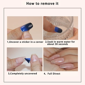 Waterproof dark green French gradient nail stickers application tutorial with steps