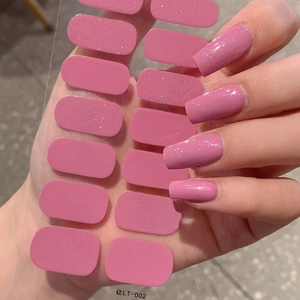 Full Cover Dusty Rose Pink Nail Stickers Self-Adhesive Glitter Nail Polish Wraps For Women DIY Manicure Decoration