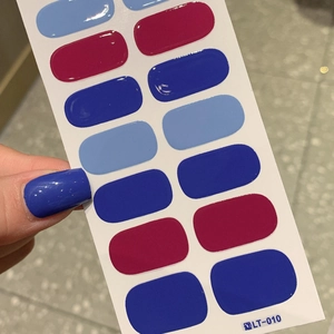 Blue Gradient Full Cover Nail Wraps Self-Adhesive Waterproof Glossy Nail Art Decals DIY Salon Beauty Decoration For Women
