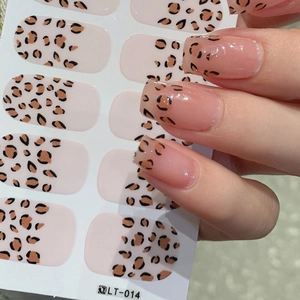 French leopard print nail stickers in light brown and pink for autumn nail art decoration