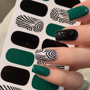 Zebra Print Full Wrap Nail Stickers Waterproof Green Black White Nail Polish Film LT-018 Minimalist DIY Nail Art Wraps