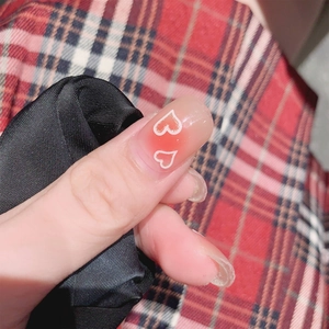 Pink gradient heart nail stickers with red blush design for Valentine nail art