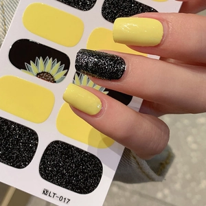 Waterproof yellow sunflower nail stickers and glitter self-adhesive nail wraps LT-017