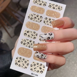 Glittery gold leopard print nail stickers set LT-056 for professional manicure art