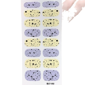 Easter egg pattern nail stickers with purple and yellow polka dots set model LT-052