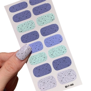 Easter purple and mint green dotted self-adhesive nail wraps with pattern LT-065