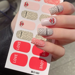 Waterproof self-adhesive Valentine nails stickers with hearts and LOVE patterns LT-057