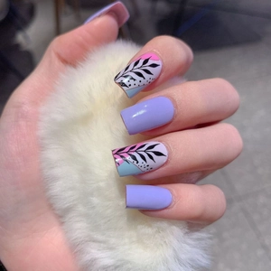 Ins style light purple and floral self-adhesive nail stickers with matte and artistic patterns