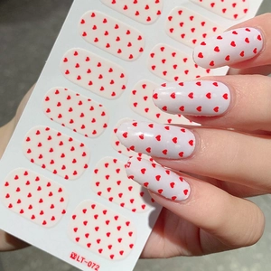 Valentine Day Heart Nail Stickers Eco Friendly Self Adhesive Manicure Decoration For Women Red Heart Pattern Nail Wraps