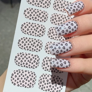 Valentine's Day Heart Pattern Full Wrap Nail Stickers Self Adhesive Pink Black Hollow Heart Nail Art Decals For Women DIY Manicure