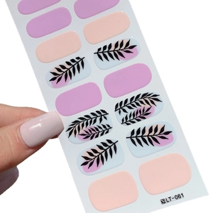 Leaf pattern nail art stickers in soft pink and nude tones for DIY manicures LT-061