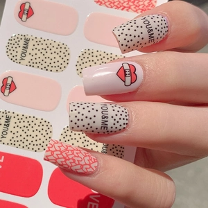 Waterproof self-adhesive Valentine heart nail stickers with YOU&ME and love patterns