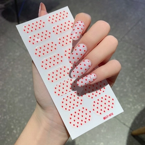 Eco-friendly heart pattern nail stickers in white and red LT-072 set for manicures