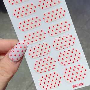 Valentine's Day red heart nail stickers with 14 tips for full coverage DIY manicure