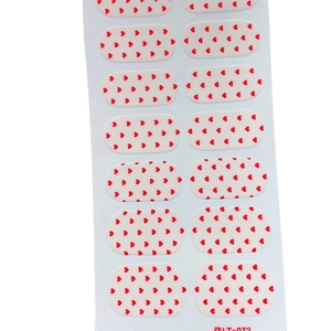 Eco-friendly Valentine heart nail stickers set LT-072 with red patterns on white base