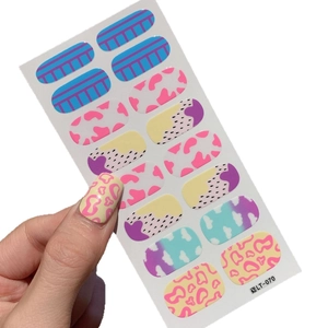 Self-adhesive nail polish wraps with leopard and cloud patterns set for manicure