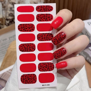 Leopard Print Nail Stickers Red Animal Pattern Full Cover Self Adhesive Nail Wraps Fashion DIY Manicure Art Decoration LT-193
