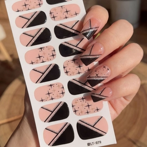 Minimalist French Style Black Geometric Star Nail Stickers Nude Pink Silver Glitter Nail Wraps DIY Art Decals For Women