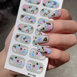 Minimalist Graffiti Art Nail Stickers Gray Abstract Splatter Pattern With Gold Foil Decor For Women DIY Nail Art Wrap