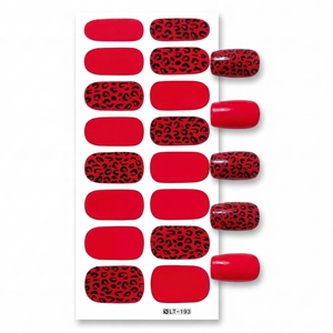 Red and leopard print nail sticker set LT-193 with 14 full wraps on professional card